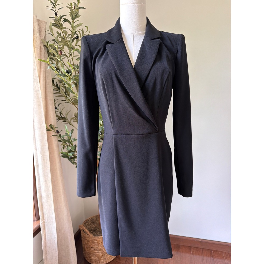 Express Black Blazer Dress Faux Wrap Long Sleeve Workwear Small